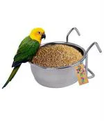 Western Era Food Water Bowl With Holder Clamp For Birds Parrot (225Ml)