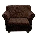 Kuber Industries Leaf Printed Stretchable Non Slip with Foam Stick Brown Polyester Sofa Cover 50KM01395