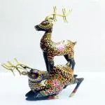 KREATIVE HOUSE Indian Arts Metal Deer | Deer | Home Decor| Gift | Sculptures | Murti | Showpeices |Gift |Brass Decoratives,Gold, 24Cm, 2 Piece