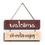 CVANU Welcome Sit-Relax-Enjoy Wall Hanging Board for Wall Decoration