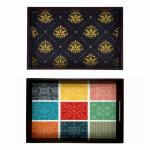 ANGIRA HANDICRAFTS Handmade Wooden Tray with Handprinted Designs Serving Trays Set of 2 Tray