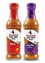 Nando's Peri Peri Chili Sauce - Hot 250g + Garlic 250g, Pack of 1 Each, Product of Netherlands