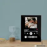Giftplease Personalized Gift Glass Art Custom Album Cover Spotify Music Plaque, Personalize Gift with Photo, Gifts for Boyfriend, Wedding, Anniversary, Birthady - Black (6 * 9 Inches)
