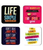 Whats Your Kick Success Quotes Life is Simple Its Just Not Easy Quotes Printed Set of 4 Coaster With Metal Stand