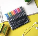 Homeoculture Double Line Outline Pen, Self-Outline Metallic Markers, 12 Colors Bullet Journal Pens & Glitter Pens for Card Making, Scrapbooking, Drawing, DIY Art Crafts, Kids, Adults