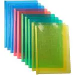Risheeraj Block Textured Plastic Stick File Folder For Document Certificate Storage Job Interview Carry (Multicolor, Pack of 10)