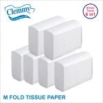 Clemmy Multifold Paper (M Fold) Tissue Paper,High Absorbent, Large Size Tissue, White Folded Towel Sheets, Hand Towels (100 PULL/PACK) | 600 Sheets | Pack Of 6.