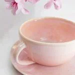 NABI Ceramic Handmade Coffee mug with saucer Pink Set of 6 (Pack Of 2)