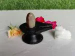 SHIVAM VASTU KALA SHIVLING ART 1.5 Inch Original/Natural Ardhanarishvara Narmadeshwar Narmada Stone Shiva Lingam with 3 Inch Jaldhari Nandi, for Tempal Puja