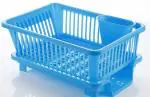 Prexo 3 in 1 Large Durable Plastic Kitchen Sink Dish Rack Drainer Drying Rack Washing Basket(Blue)
