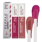 PERPAA Powerstay Matte Liquid Lipstick Makeup, Matte liquid Long-Lasting Wear Non-Stick Cup Not Fade Waterproof Lipstick Combo of 2 Dark Pink & Innocent Nude (5ml Each)