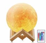 XERGY 15 cm 3D Moon Lamp, Remote & Touch Control Adjust Brightness,Wooden Stand Rechargeable Battery
