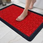Mega Cart Home Red Polypropylene Rectangular Anti Slip Entrance Washable Water Absorbent Floor Rugs, Doormat, Bathmat - 60 X 40 cm