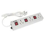 Econe Metal Body 2500 Watt Extension Board Extension Cord- 16 Amp With 3 Socket 3 Led Indicator Switch And Wire And Devices