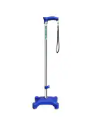 Kds Surgical 4 Leg Quadripod Chrome Height Adjustable Walking Stick - Dark Blue