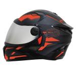 Steelbird SBH-17 Terminator ISI Certified Full Face Graphic Helmet in Matt Finish(Medium 580 MM, Black Fluo Red with Chrome Silver Visor)