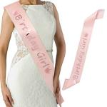 Party Midlinkerz Fabric Pink Golden Sparkle Lettering Satin Sash for Kids Birthday Party Decorations