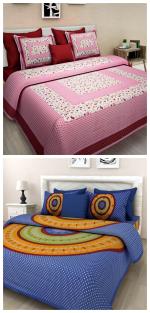 UniqChoice Pack of 2 Double Bedsheet Combo with 4 Pillow Cover(2_Double_324)