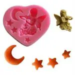 TPV TRENDING PRODUCTS VILLA Pink Silicone Star Moon Angel Shape Baking Candy Cake Mold Fondant