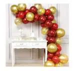 Festiko Red And Gold Balloons, 50 Pcs Burgundy Balloons, Ruby Red Balloons, Gold Confetti Balloons, Gold Metallic Balloons For Red And Gold Party Decorations, Burgundy Party Decorations