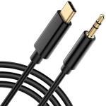 C & E Black, Red USB C to 3.5mm Aux Cord - 1.3 Meter Phone Converter