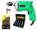 Shopper52 10mm Powerful Electric Drill Machine With 13Pcs Drill Bit Set And Screw Speed Out