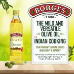 Borges Olive Oil for Indian Cooking, Extra Light in Taste - Perfect for Everyday Indian Cooking - 500 ml Glass Bottle
