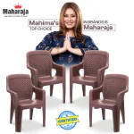MAHARAJA Safari 111 Home, Office & Restaurant Plastic Outdoor Chair  (Brown, Set of 4, Pre-assembled)