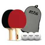 Stag Iconic Champ Series Professional Table Tennis (T.T) Set| Premium ITTF Approved Rubber- Table Tennis Rackets and T.T Balls Included| All-in-One Ping Pong Paddle Playset - Table Game Accessories