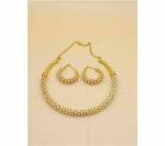 Gyaan Jewels Handmade Gold Plated Alloy Earring and Necklace Set White (Women, Girls, Baby Girls) (Pack of 1) Free Size