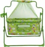 Fun Baby New Born baby Cradle with Bassinet Mosquito Net and Bottle Holder Bassinet  (Green) (Green)
