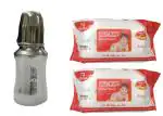 Florite Baby Steel Feeding Bottle with LSR Spout 140 ml & Baby Wipes (2packs x 72 pcs)