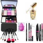 Bingeable Kajal 36H Puff 7 Makeup Brushes 6171 And 24 K Gold Face Serum (Set Of 10)