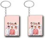 VJAYSH Mishra Family 2 Pic Squre Bts Keychain Pink Multicolor Office Supplies