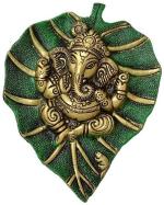 Rastogi Handicrafts Wall Hanging White Metal Ganesh Wall Sculpture for Wall Decoration(Green)