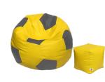 Autarky Leatherette Classic Football Shape Bean Bag Cover Without Beans (Yellow , Black, XXL)