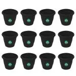 TrustBasket UV Treated Plastic Round Pot (18 Inches) -Black Color - Set of 12