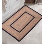 IAAR Indian Braided Natural With Black Border Jute Rug Hand Woven Natural Jute area Rugs for Home Decor Art Natural Color Floor Area Decor Rugs