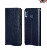 SCARDY SAMSUNG A20/A30 BACK COVER / LEATHER FLIP COVER / BLUE COLOR