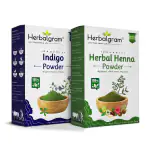 Herbalgram Indigo Powder and Henna Powder Combo 100% Natural for Black Hair Color 100g each