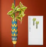 Lazy Gardener Ceramic Magnetic Planter for Indoor Plants with Strong Magnet Blue & Yellow (Set of 1)