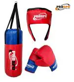 Prospo Boxing Kit Set for Punching Bag Cub Kit for Kid Set (Punching Bag/Glove/Headgear), Best Boxing Set, First Learning Boxing Set for Youth Cub Kit Set 7-12 Years Old (Red-Blue)