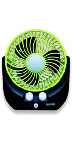 Santosh AIRY-02 2500 mAh Rechargeable Mini Desk fan With Led Light 100 mm Silent Operation 3 Blade Table Fan (Green Black, Pack of 1)