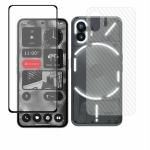 Vatsin EDGE to EDGE [9H] Tempered Glass [Black] & 3D Back Carbon Fiber Skin and Camera Lens Protector (Not Tempered Glass) combo For Nothing Phone 2