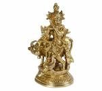 Kartique Traditional Brass Krishna Bhagwan Playing Flute Idol - Small 3 inch
