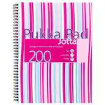 Pukka Pad A4 Size Single Line Ruled Notebook 200 Pages Wire Bound Perforated Pages With 4 Hole Punched Pink Polyprop Cover 80Gsm Stripes Range