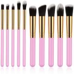 AVTY Makeup Brush Set - Premium Synthetic 10pcs Cosmetic Brushes (Pink Golden) (Pack of 10)