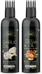 Desi Crew Garlic and Argan Hair for Skin, Body and Hair Care 100 ml Each