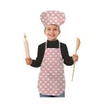 Oasis Home Collection Cotton Eye-Catching Printed Kid Apron With Chef Cap - Pink Heart - 1 Apron & 1 Chef Cap