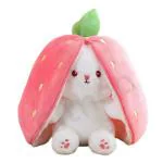 EITHEO Snuggly Bunny Bliss with Reversible Carrot Strawberry Bunny Pillow - Safe & Durable, Comfort & Reversible Design, for Kids, Soft Zipper, Super Soft Material.